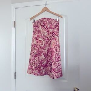 Vintage Y2K Old Navy Pink Paisley Strapless Midi Dress | Size 6